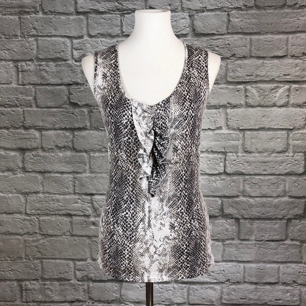 Tahari Python Snake Print Ruffle Tank - image 1